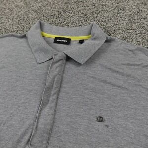 Diesel Polo Shirt Mens L Gray Short Sleeve Metal Logo Logo Casual Golf Tee Top
